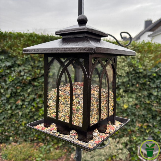 Mangeoire - Silo à graines "Lanterne" en métal