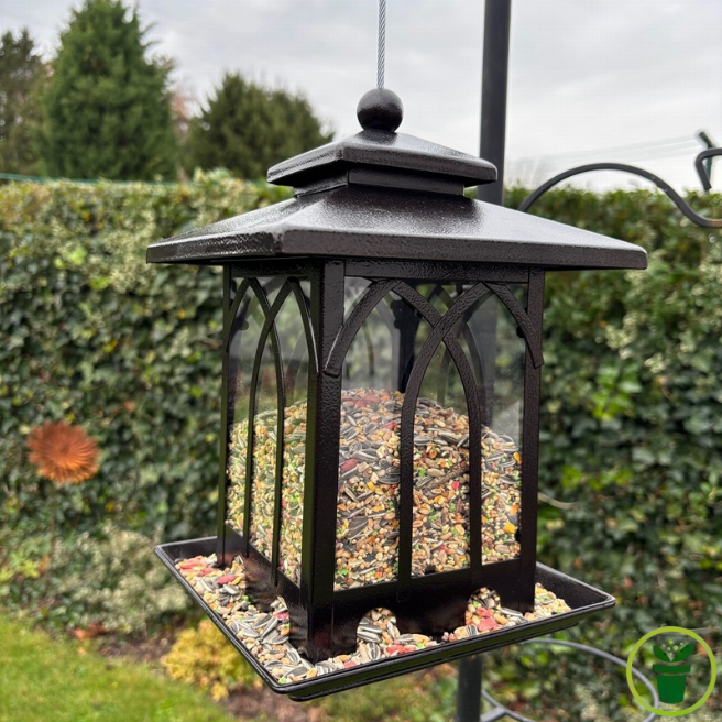 Mangeoire - Silo à graines "Lanterne" en métal
