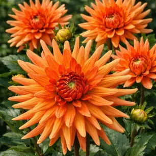 Dahlia cactus Bergers Record orange – 1 tubercule