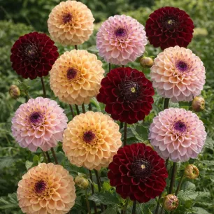 Dahlia Jill mélange de couleurs - 5 tubercules