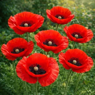 Pavot tulipe Papaver glaucum en fleur rouge vif au jardin naturel