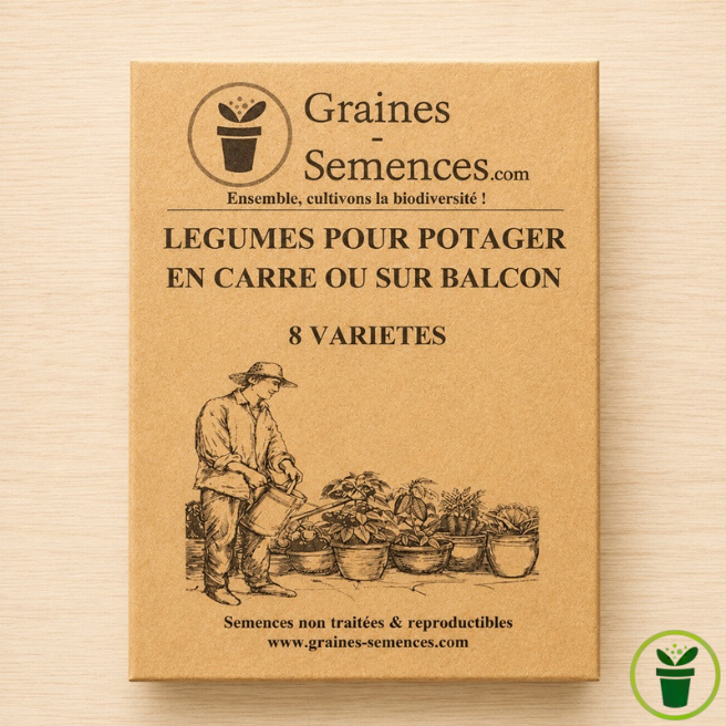 Graines de légumes pour potager en carré ou sur balcon – Pack de 8 variétés