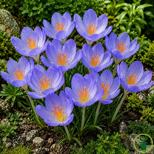Crocus speciosuss bleu-violet en fleur, crocus d'automne au jardin 