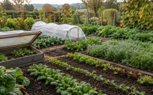 Potager en septembre avec semis de légumes d'automne et d'hiver