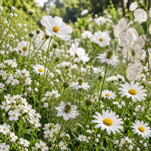 Mélange de fleurs Blancheur d'été, prairie fleurie aux tons blancs