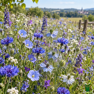 Mélange de fleurs Bucolique Bleu, prairie fleurie aux tons bleutés