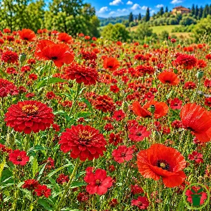 Mélange de fleurs Rouge Ardent, prairie fleurie aux tons rouge vif