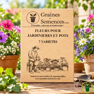Pack de graines fleurs pour jardinières et pots – mélange de 7 variétés pour balcon, terrasse et jardinière fleurie