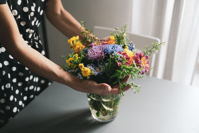 Bouquet crée avec les fleurs du jardin