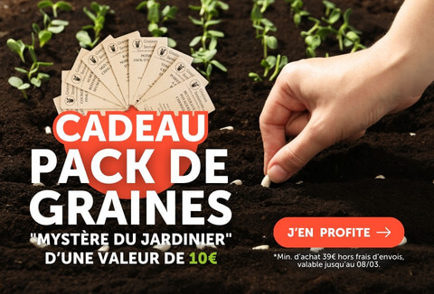 Recevez un pack de graines "Mystère du jardinier" d'une valeur 10€ dès 39€ d'achats.